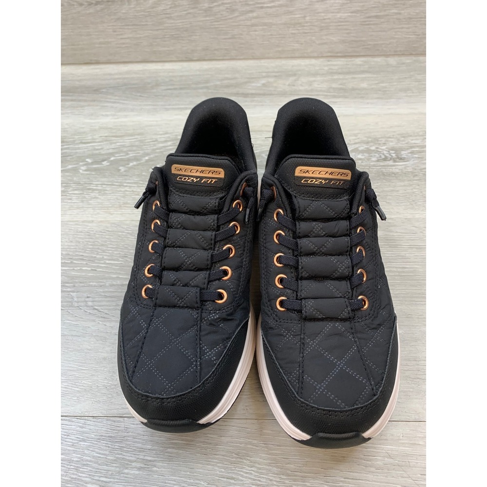 Skechers Women's Sneakers Slip-Ins Cozy Fit Black Rose Gold 6 Shoes - Picture 2 of 11